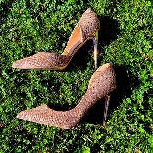 Steve Madden Brown and Gold Heels